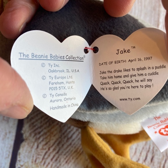 RARE* 1997 Retired Jake the Mallard Beanie Baby With Tag Errors NEW - Picture 2 of 9